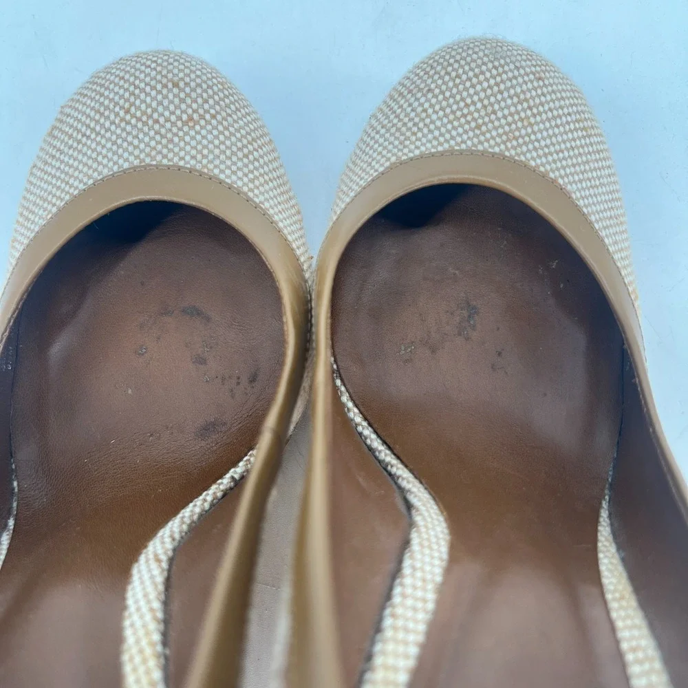 Tory Burch Wedges Womens 9.5M Woven Wicker Summer Sandal Heel Y2K Neutral
